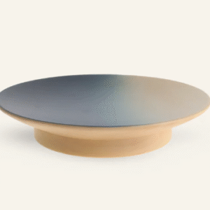 Assiette ronde en bois de marronier du Japon tochi teint à l'indigo jp