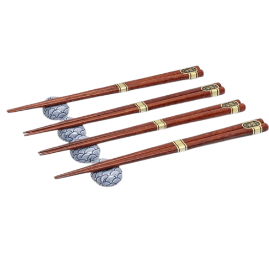 Ensemble 4 paires de baguettes et 4 portes baguettes jp