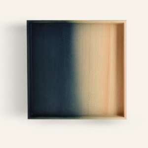 plateau carré en bois de cyprès japonais Hinoki indigo