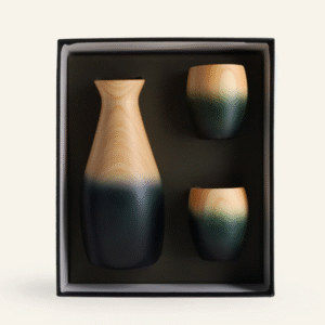 Service à saké indigo en bois de cyprès japonais hinoki jp