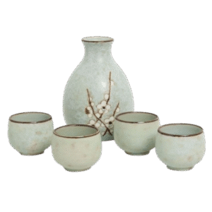 Service à saké motif Hana vert clair