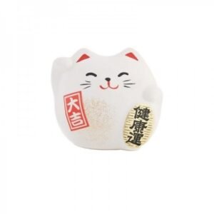 Chat blanc bonheur Santé figurine porte-bonheur H5.5cm